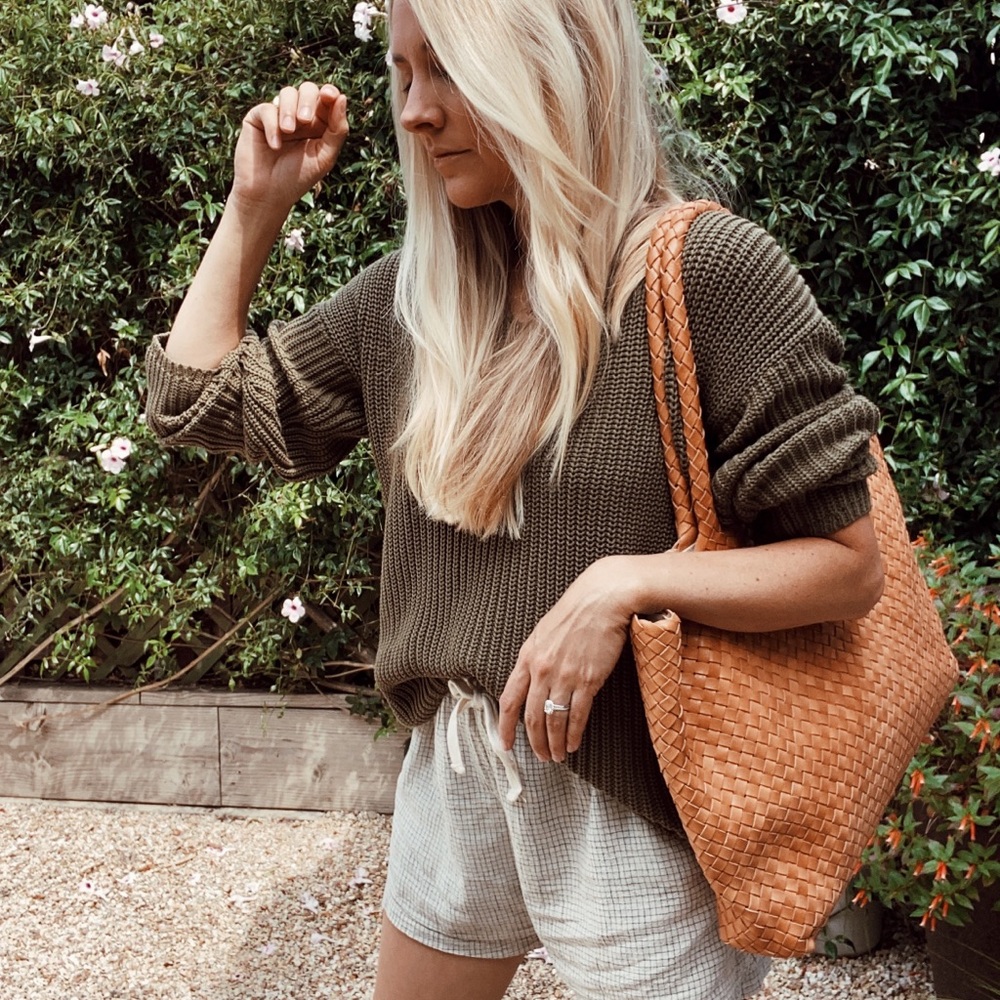 Jenni Kayne NWT Cotton Cabin Sweater Sage